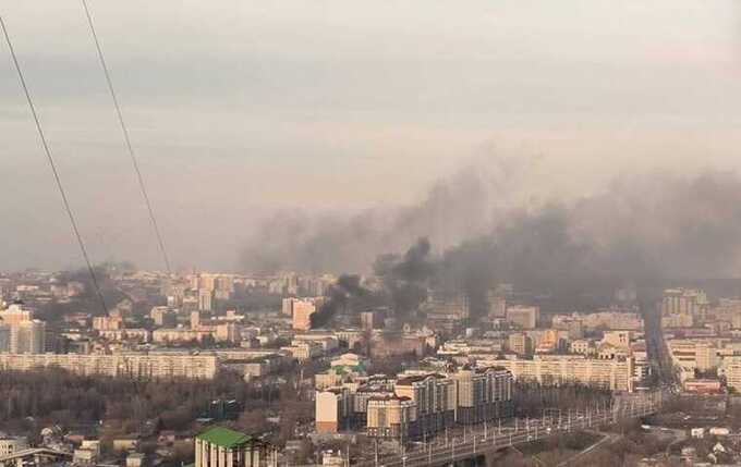 Запись прилета по многоэтажному зданию в городе Белгороде